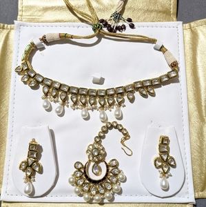 Gold plated Authentic Kundan and Pearl Set